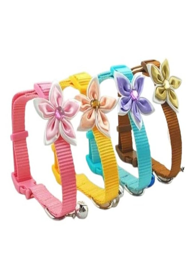 KittuPet Pack of 4 pcs Collar Flower Deisgn Interactive Collar for Your Kitten Pupies Dog Size 10 MM Random Color - Image 1